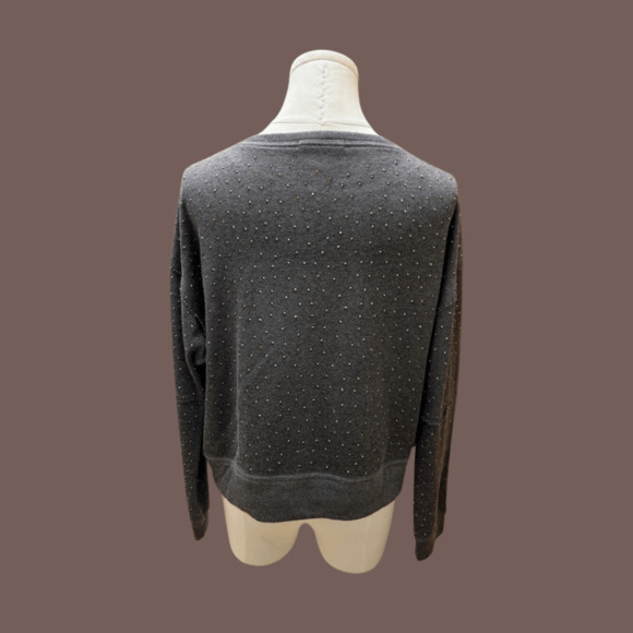 Alice + Olivia Cropped Pullover | Studded Grey Modal | Size M | Vintage - Picture 2 of 6